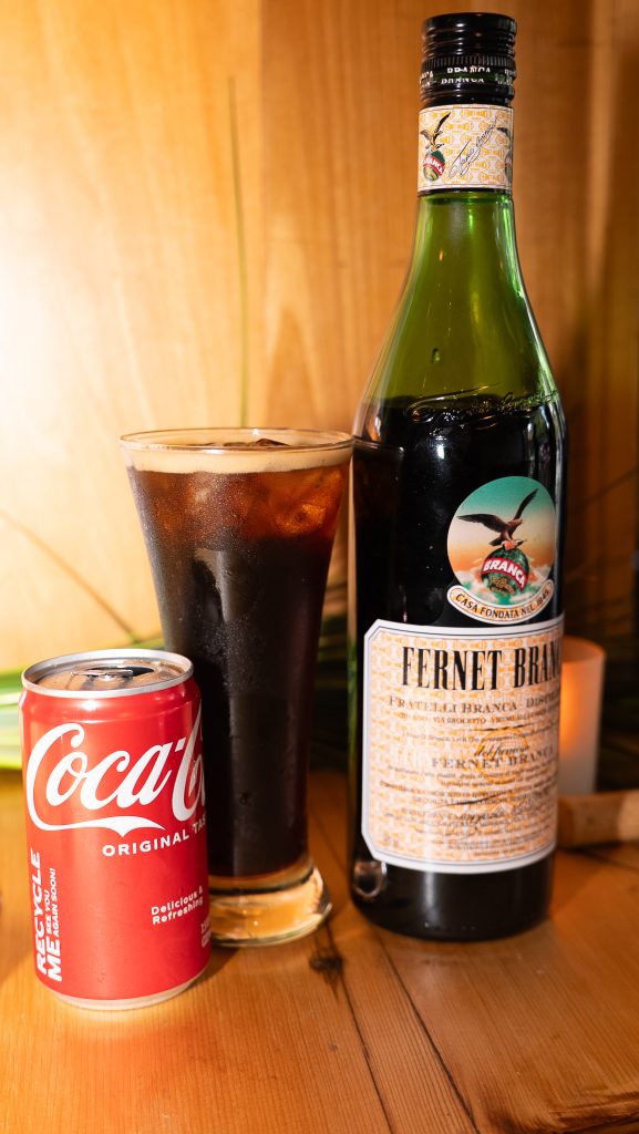 fernet, cocacola on the table at Porteño NYC