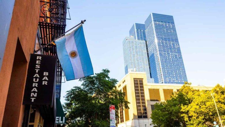 argentinian flag outside of the porteno restaurant